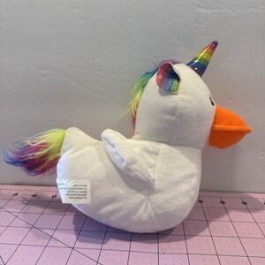 Goffa White Unicorn Duck Rainbow Plush Stuffed Animal Toy